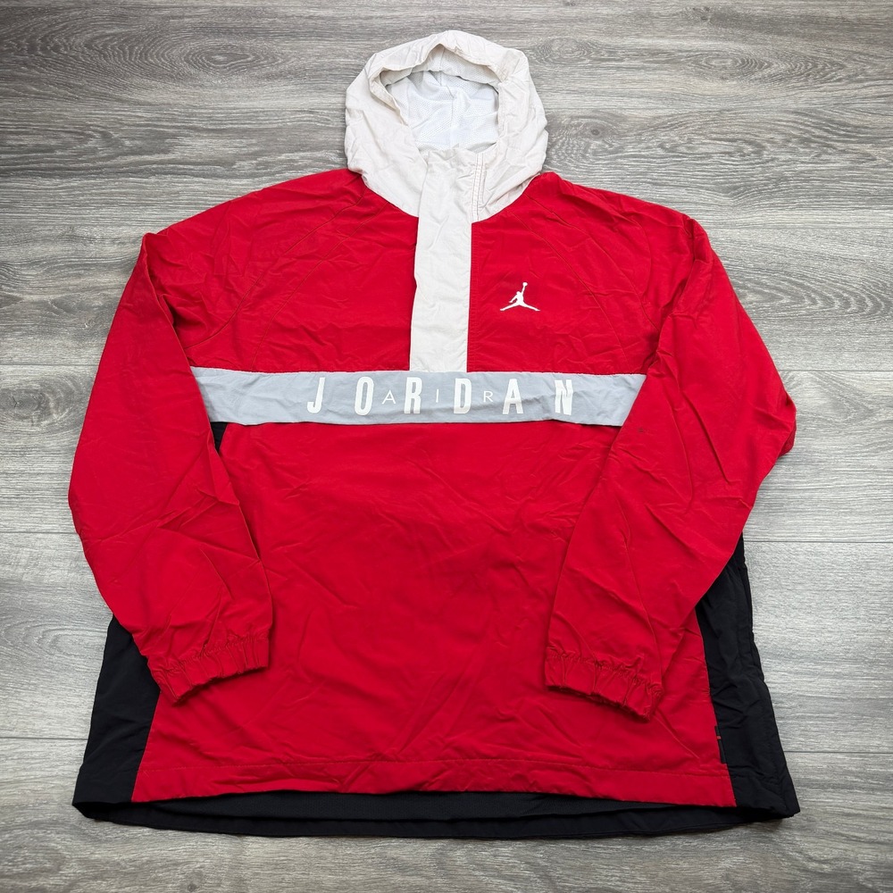Air Jordan Wings Jacket Mens Medium Red White Gray Windbreaker Anorak Jumpman
